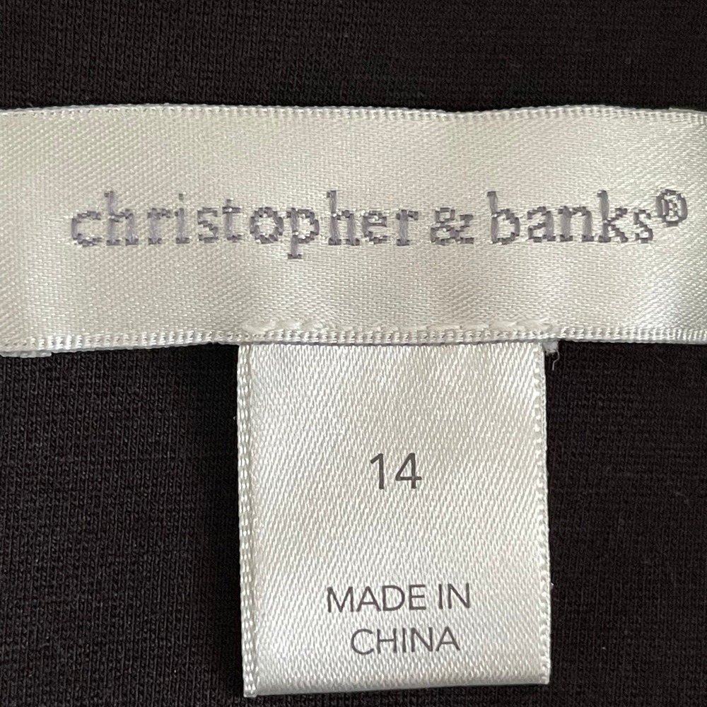 Christopher & Banks Dress 14 Black Beige Colorblock Faux Suede Ponte Knit Sheath - Picture 6 of 7
